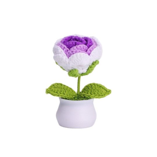 Finished hand-woven lily of the valley potted home ornaments knitted artificial flower wool crocheted bouquet fake flower gift
