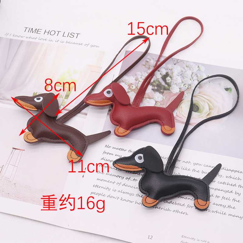 in stock Dachshund Pendant Cute Ruth Same-style Leather Puppy Bag Pendant Couple Keychain Car Pendant
