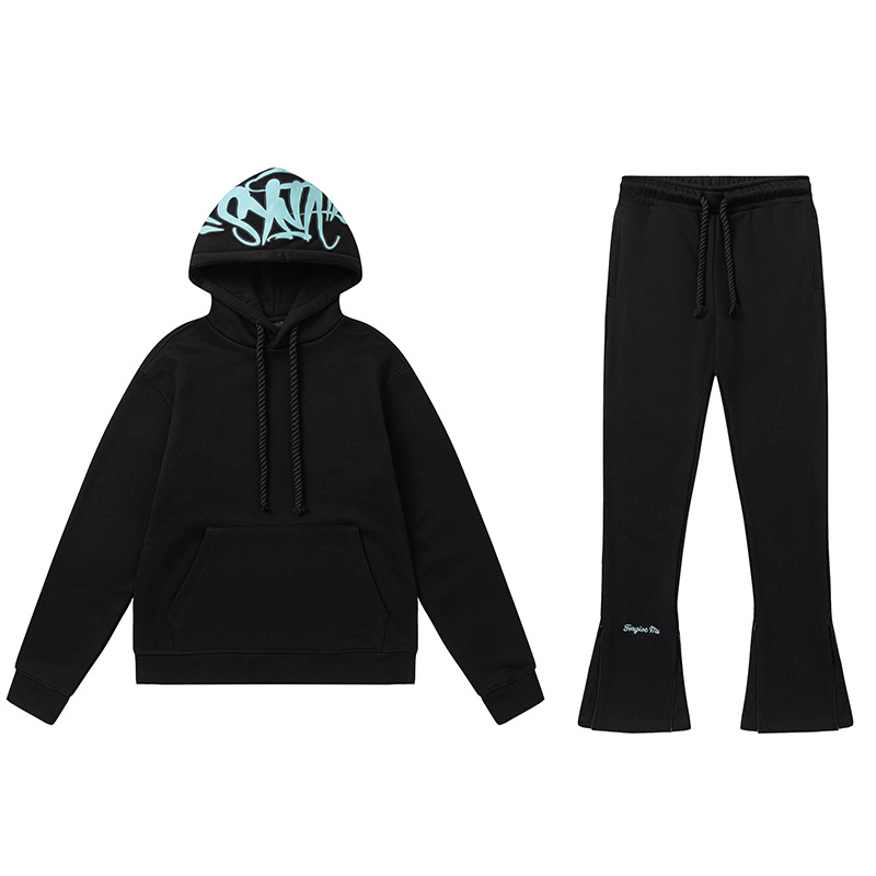 Alta calidad SynaWord americano suelto sudadera con sombrero pantalones Y2K moda pareja casual conjunto Syna