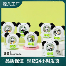 新品绒绒熊猫水晶球盲盒发光树脂装饰品公仔摆件厂家批发创意礼物