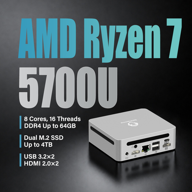 GenMachine small host eight nuclear Ruilong R7-5700U WIFI6 cross-border office foreign trade computer GenMachine small host eight nuclear Ruilong R7-5700U WIFI6 cross-border office foreign trade computer