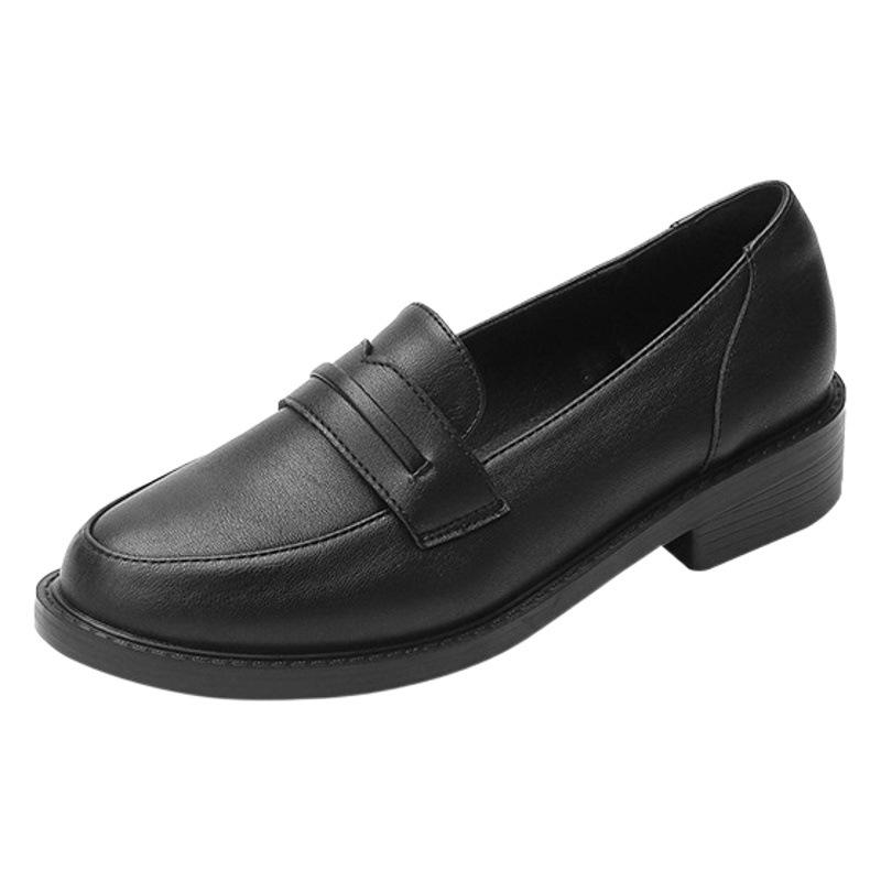 Genuine Leather Women's Shoes 2026 Autumn Thin Style British Style Flat Comfortable Work Mid-Heel Soft Sole Office Shoes