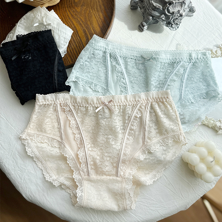 Luoying·French-Style Light Luxury Sexy Lace Skin-Friendly Comfortable Pure Cotton Crotch Women's Seamless Underwear