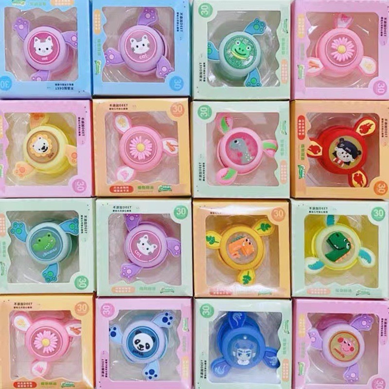 夏季闪光卡通防蚊手表创意新款防蚊手环儿童个性图案旋转陀螺手带