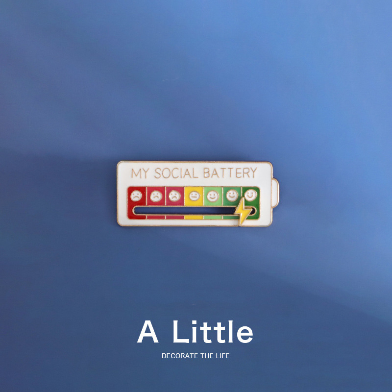 Social Power Brooch Sliding Lightning Metal Badge Face for Mood Transformation Pins Couple Clothes Accessories