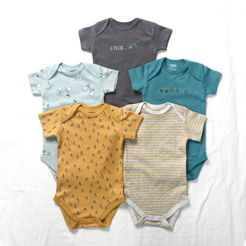 Baby Summer Outfit 5-Piece Set, Onesie, Climbing Suit, Diaper Cover for Newborns, Air Conditioning Clothes for Babies