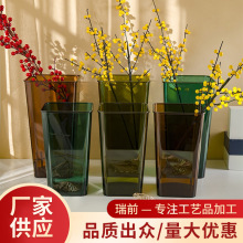 彩色透明复古养花桶水晶塑料鲜花水培醒花插花桶花瓶用 批发