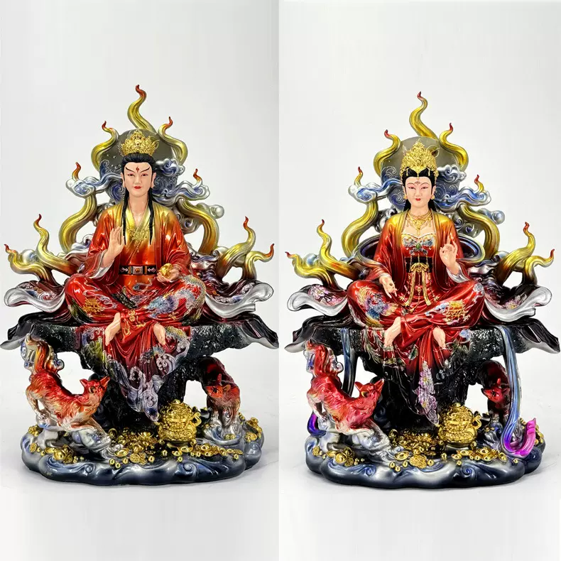九尾男女狐仙佛像青丘山九公子九姑娘树脂神像摆件家用寺庙装饰像