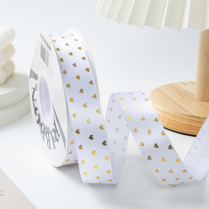 [Posta libre] Pequeño amor de oro cinta arco corbata caja de regalo pastel de flores embalaje cinta cinta de seda DIY