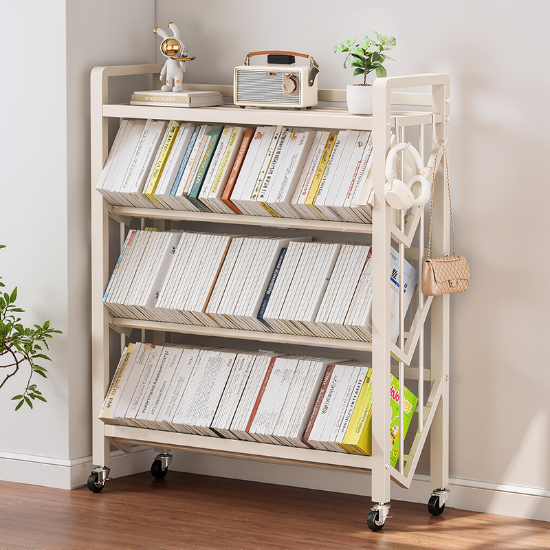 Floor-Standing Wheeled Bookshelf Children's Storage Picture Book Desk Storage Rack Home Multi-Layer Student Bookcase Living Room Storage Rack