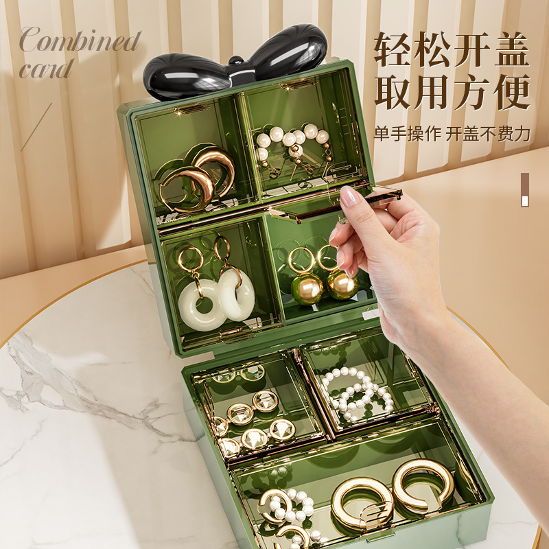 首饰盒便携精致小巧项链耳环耳钉戒指手饰品多功能防氧化收纳盒|undefined