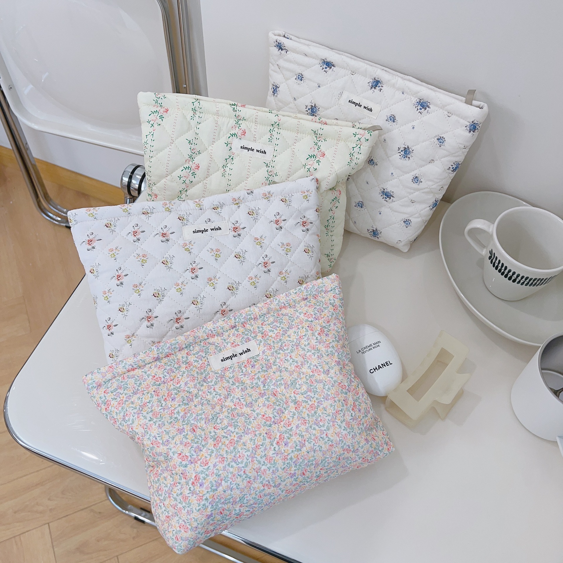 Quilted cosmetic bag
