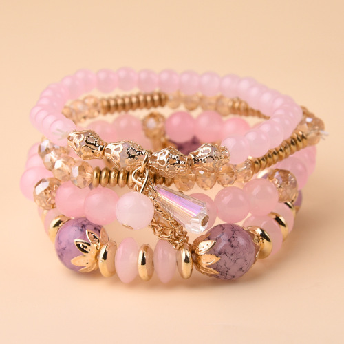 Europe and the new crystalline layers of pearl bracelets glass alloy temperament tassel multilayer hand chain bracelet