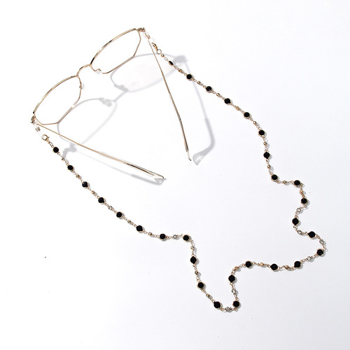 Elegant European and American edge glass connection + water drill handmade chain eyeglass chain accessories anti-slip anti-loss earphone metal
