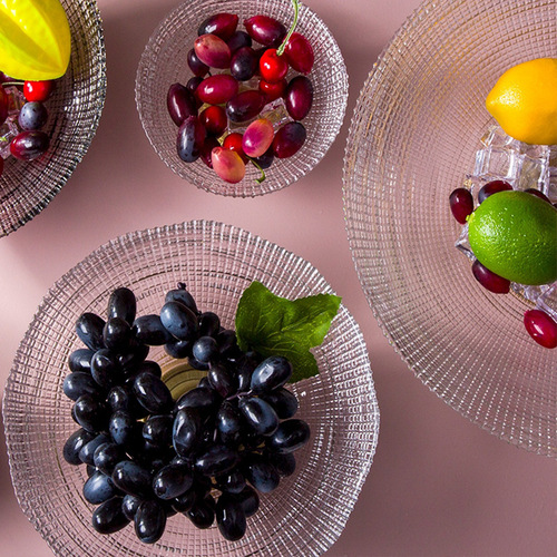 Japanese and Korean modern Internet celebrity crystal glass fruit plate candy fruit plate set creative living room coffee table decoration ornaments