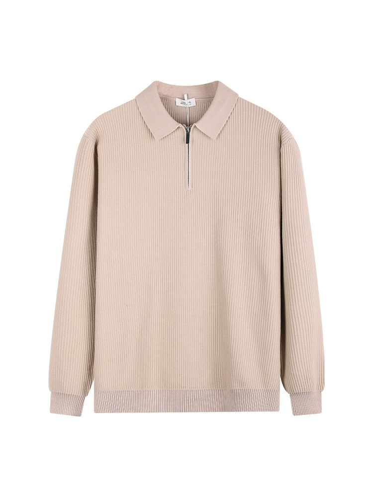 Suéter de hombre de alta gama semia cremallera hombre alto sentido viejo viento de dinero otoño invierno polo jersey hombre