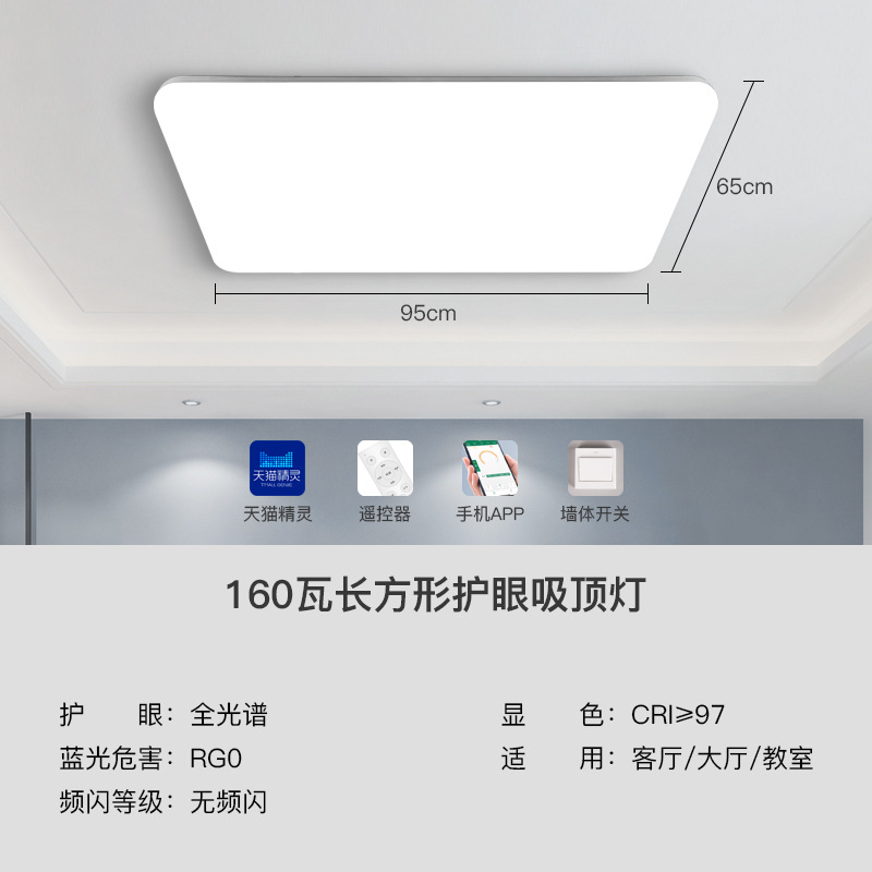 Full Spectrum Eye-Caring Ceiling Lamp with High Color Rendering Ra98, No Flicker Blue Light, Pu Smart LED Living Room, Study Room, Bedroom Lamp