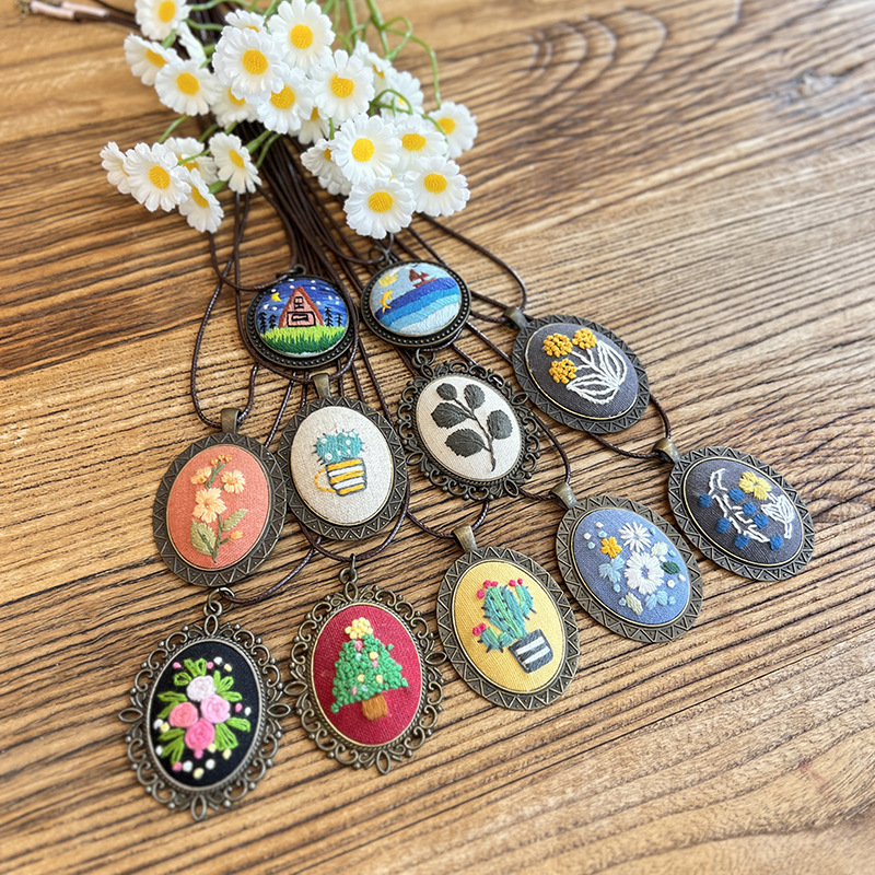 Jinhao bordado a mano bolsas de material DIY collar flor de tela mujer bordado Lu principiante suéter antiguo cadena