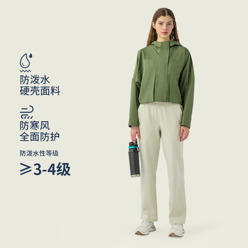 Moda caliente impermeable a prueba de viento transpirable ropa de asalto de sellado térmico para mujeres caminando acampando ropa corta al aire libre con capuz