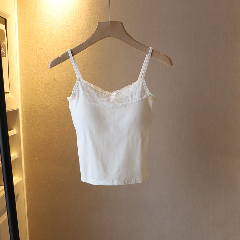 98g Weight Cotton, Spandex Fabric Type Short Top Length Camisole Tops Type Holiday, Daily Occasion Strap Neckline Slim Fit Type Solid Color Pattern Summer, Spring Season Women's Gender Lace Design Casual, Elegant Style Wholesale Women's Casual Elegant Solid Color Lace Tank Tops 6