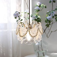 法式客厅吊灯复古过道背景墙轻奢简约现代温馨浪漫珍珠卧室床头灯