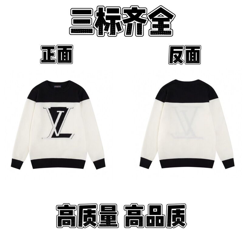 2025春秋新款潮牌字母满身logo圆领针织毛衣男女款宽松休闲上衣【|undefined