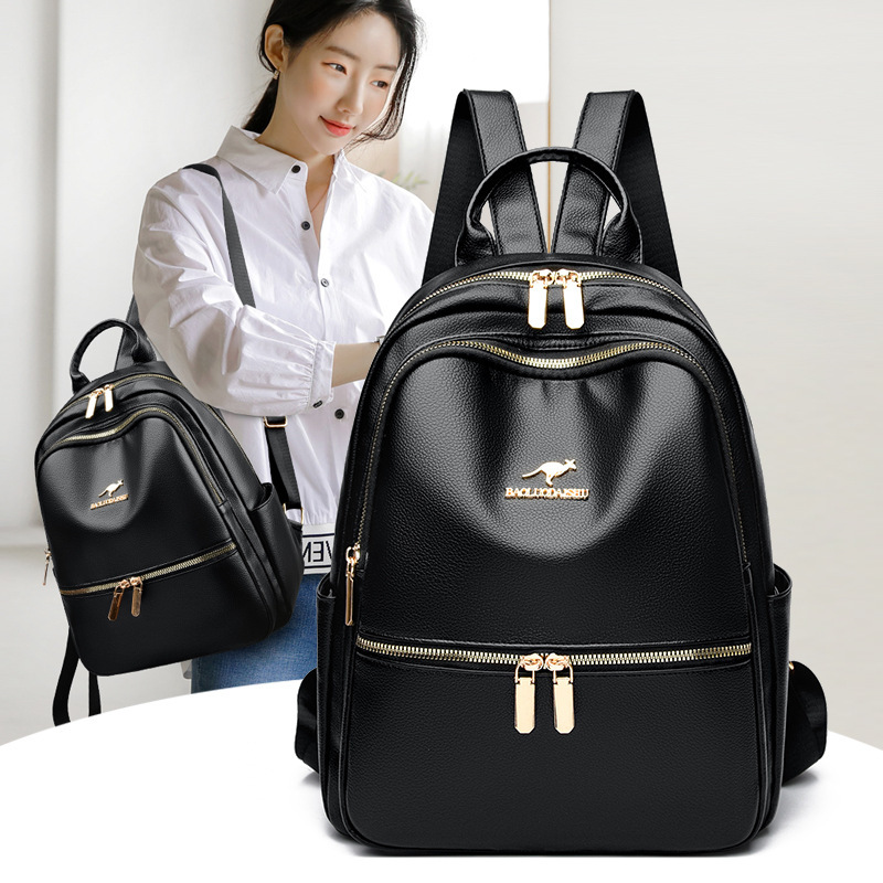 Korean New Fashion Versatile Backpack for Women, Travel Bag with a Simple and Elegant Design, Double Zipper Design, Suitable for Shopping and Commuting Korean New Fashion Versatile Backpack for Women, Travel Bag with a Simple and Elegant Design, Double Zipper Design, Suitable for Shopping and Commuting