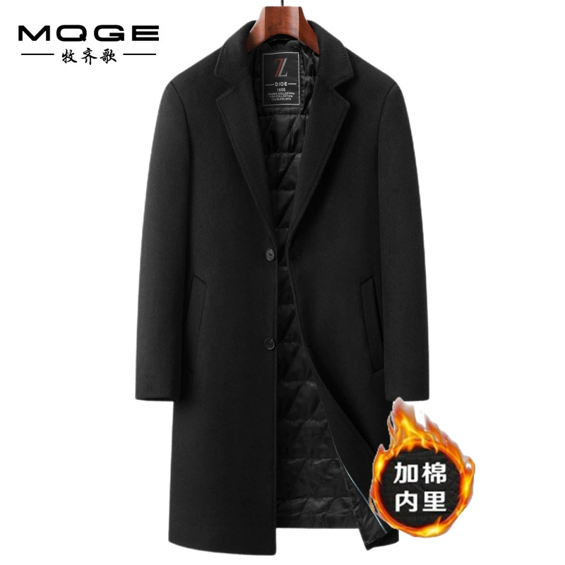 Осеннее и зимнее новое мужское шерстяное пальто средняя длинная одежда воротник для бизнеса повседневный хлопок утолщенные шерстяные пальто