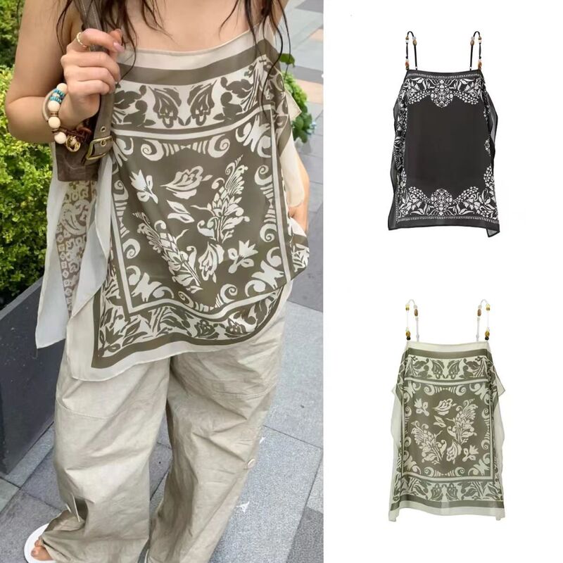 YB Open 25 Early Spring New Product Design Flat Mouth Art Printing Contrast Beaded Holiday Style Suspenders Women