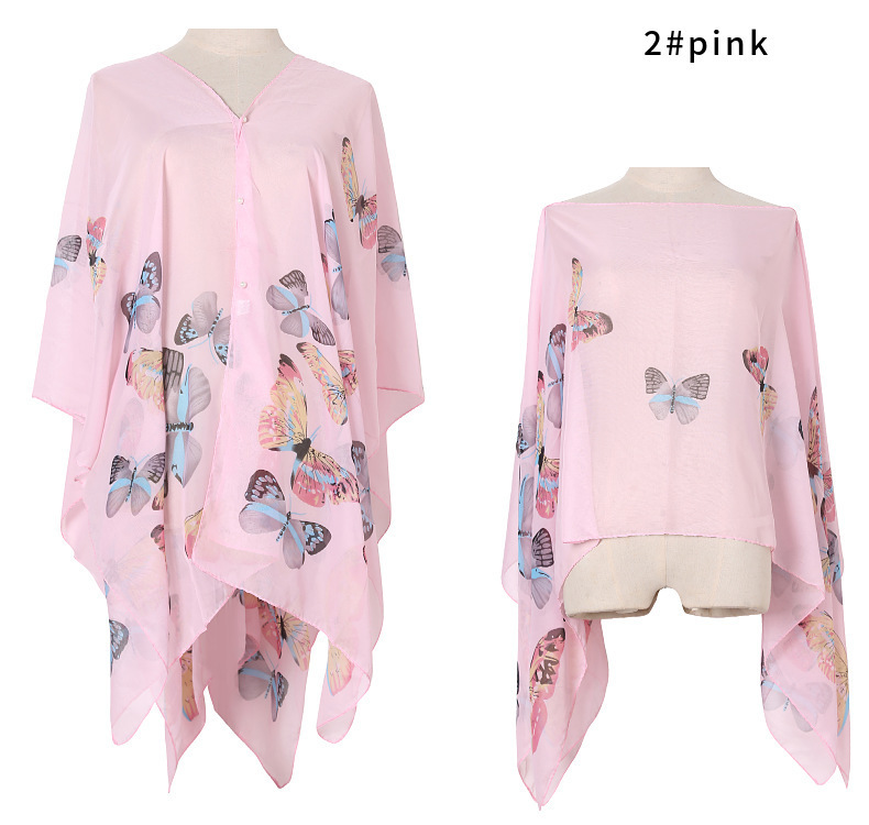 夏の日よけ模造シルクストール蝶プリントアマゾン日焼け止めストールギフトシルクストールshawl|undefined