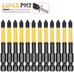 65mm2.5インチ工業PH2磁気ドライバーヘッド、S2合金鋼滑り止め手動電動ねじドリル