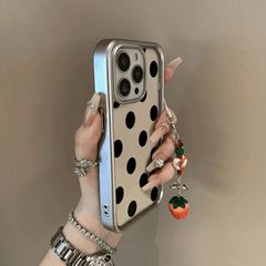 黒の波点模様のiPhone17PROMAX、iPhone16Pro、透明なiPhone14、クリエイティブなiPhone13、iPhone15Pro対応のスマホケース