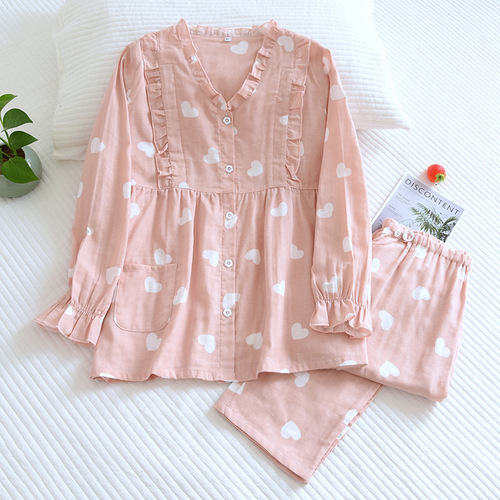 Pure Cotton Gauze Postpartum Dress Spring Summer Thin Style Hanfu Nursing Pajamas Pregnant Woman Postpartum Breastfeeding Maternity Home Wear