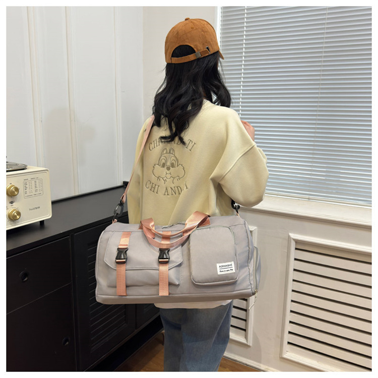 Travel bag Premium sense women's large-capacity sports bag Fitness bag Luggage bag Water-proof shoulder bag_voghion.com