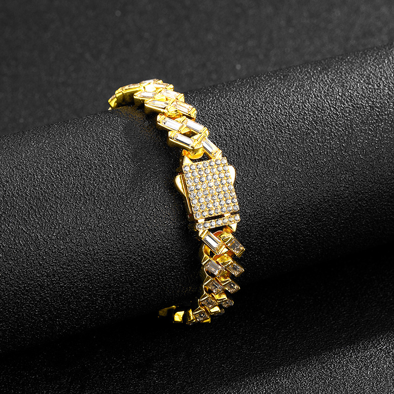 Cuban Chain Necklace With Full Diamond Stones Hip Hop Style_voghion.com