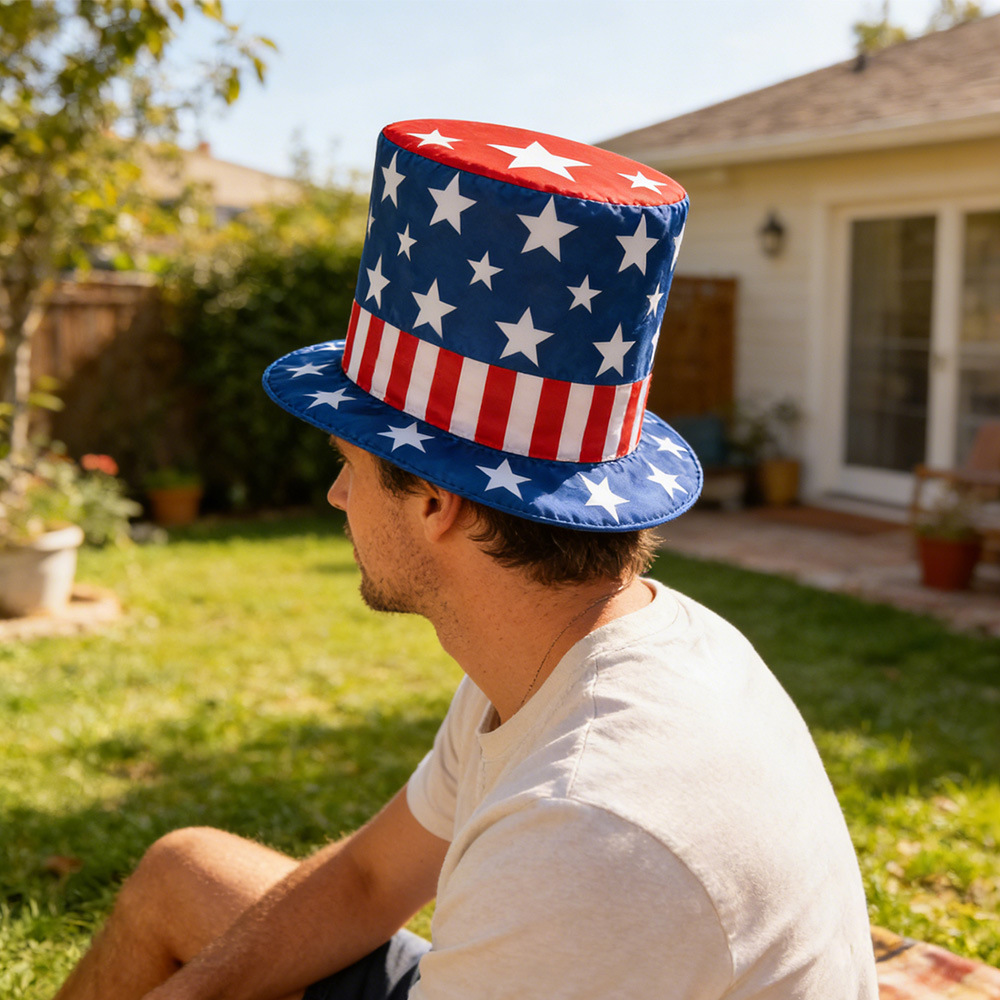 Nuevo sombrero transfronterizo del Día de la Independencia de los Estados Unidos Tío Sam sombrero festivo accesorios de decoración infantil bandera de los Estados Unidos sombrero alto