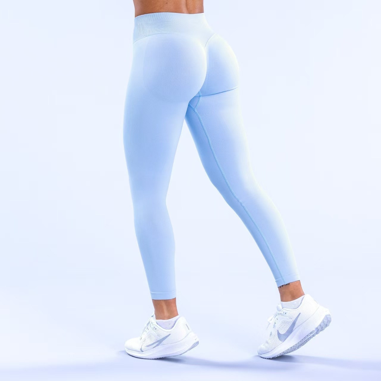 Pantalones de fitness dfyne Aliexpress ajustados, cintura plástica, caderas, pantalones deportivos sin costuras, Europa y América.