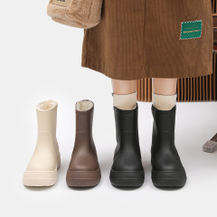 新しいファッションの女性の雨の靴の中で低い筒の防水の滑り止めの雨の靴の冬のベルベットの取り外し可能な水の靴の柔らかい底のゴムの靴のカバー