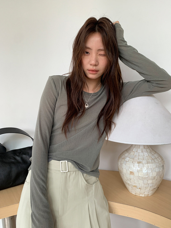 广州十三行2025秋韩系圆领修身舒适休闲风打底长袖针织衫女02732|undefined