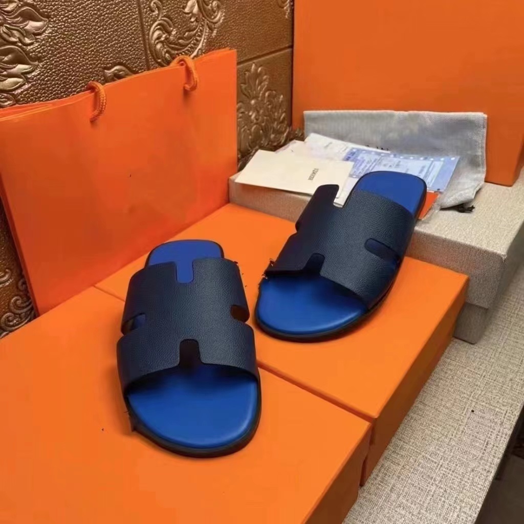 2023 New Summer H Family Sandals Men's Outerwear Easiest for Match Breathable Casual Trendy Big Brand Genuine Leather Beach Slippers