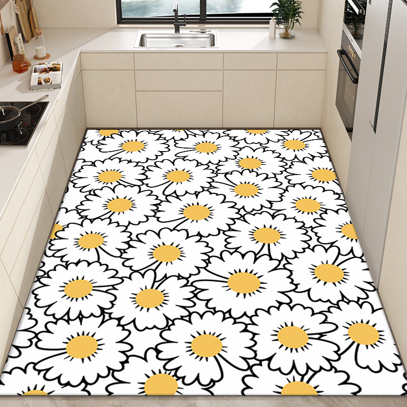 Moderno simple impermeable a prueba de aceite alfombra de piso completo hogar lavable borrable corte de cuero alfombra de piso de la cocina