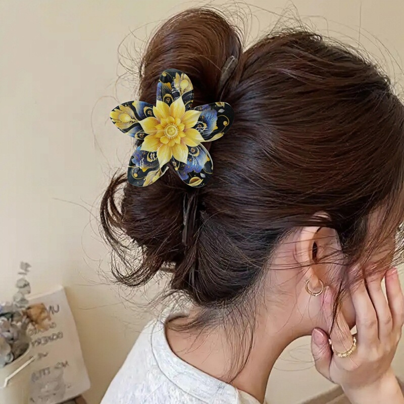 2025 新しいプルメリアグリッパーフラワーヘアグリッパーレディースヘアシャーククリップヘアアクセサリー後頭部用|undefined