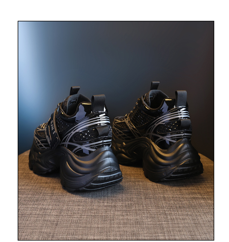 Giày sneaker nữ đế dày platform tăng chiều cao phong cách hot trend — đen chi tiết 20