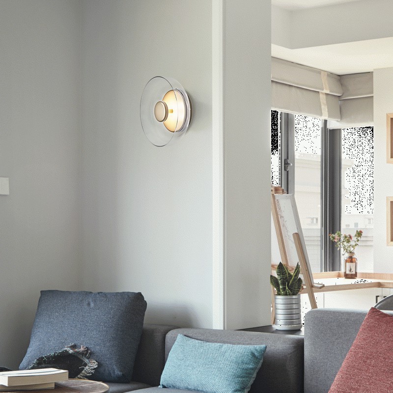 Sofá junto a la cabecera de la cama estudio modelo de lámpara de pared modelo de lámpara de pared de vidrio creativo para el dormitorio diseñador de decoración