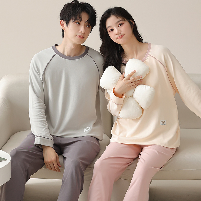 新疆棉春秋季情侣睡衣纯棉长袖女可外穿家居服新款男士大码套装秋|undefined