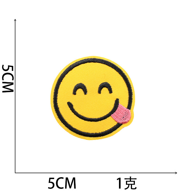 60 parche mezclado bordado pegatinas de tela cara sonriente pegatinas parche de coche flor bordado logo hamburguesa bordado Zhang Zi