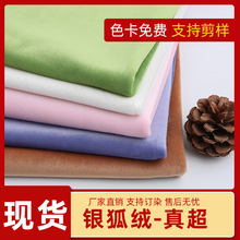 素色氨纶超柔单面银狐绒金貂绒复合弹力短毛绒玩具布料1米起批