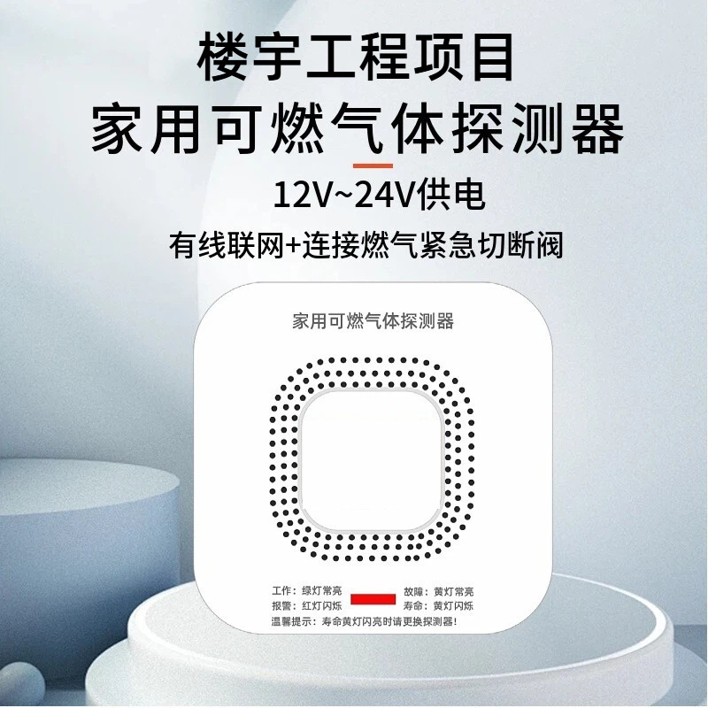 家用燃气探测器天然气煤气泄漏有线联网报警12-24V供电高灵敏探测