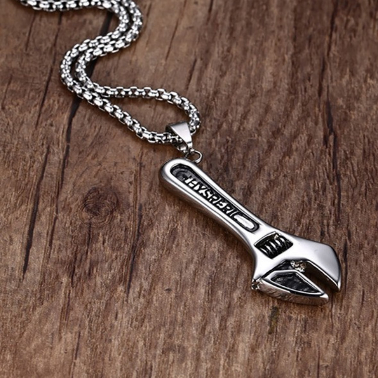 Wrench Pendant Necklace For Men Personalised Stainless Steel Gift_voghion.com