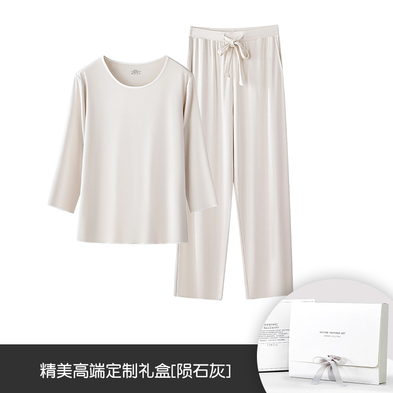 Procesamiento personalizado 80S lujo austriaco modal otoño e invierno pantalones recortados con mangas tres cuartos para mujer